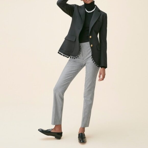 J. Crew Cameron Gingham Check Stretch Workwear Slim Ankle Pants Navy White 10 - Picture 16 of 16